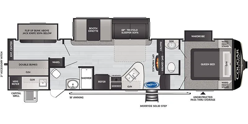 2022 Keystone RV Cougar Half-Ton 32BHS - Floor plan