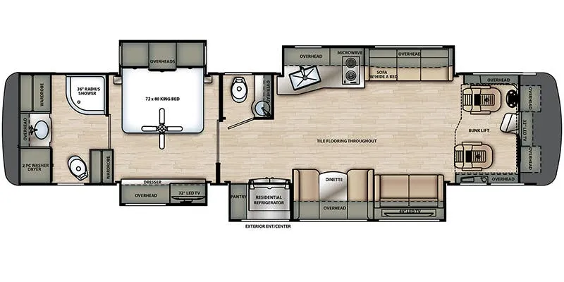 2019 Forest River Berkshire XL 40D - Floor plan