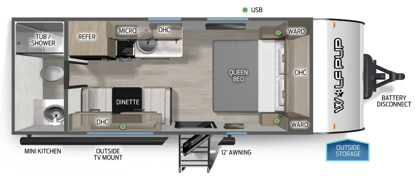 Forest River Cherokee Grey Wolf Black Label 16BFBL floor plan