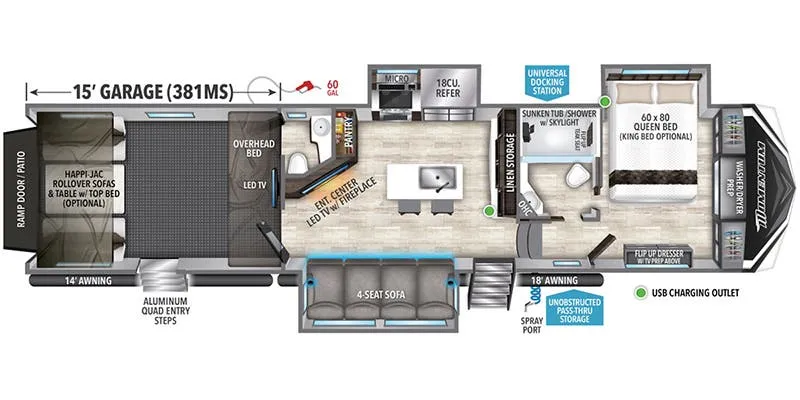 2023 Grand Design Momentum 381MS floor plan