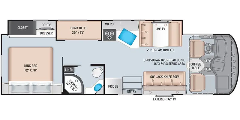 2022 Thor Motor Coach Freedom Traveler A32 floor plan