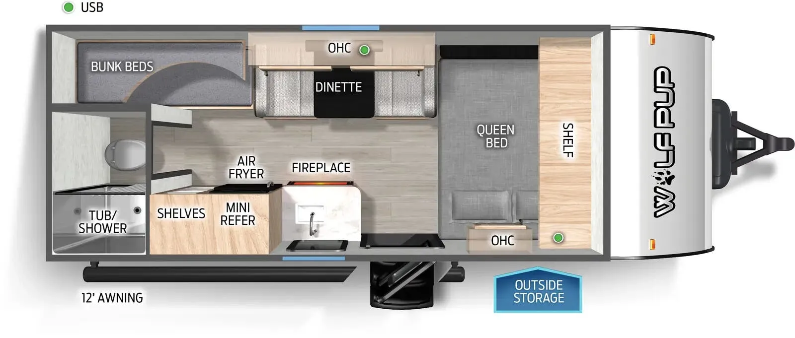 Forest River Cherokee Wolf Pup 16EV floor plan