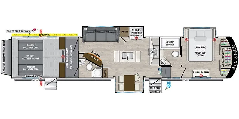 Alliance RV Valor 43V13 floor plan