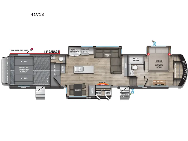 2026 Alliance RV Valor 41V13 floor plan