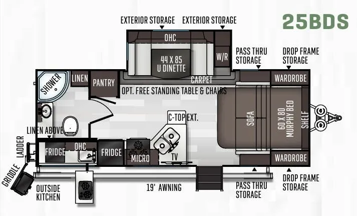 Forest River Flagstaff Micro Lite 25BDS floor plan