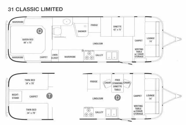 Airstream Classic 31 floor plan