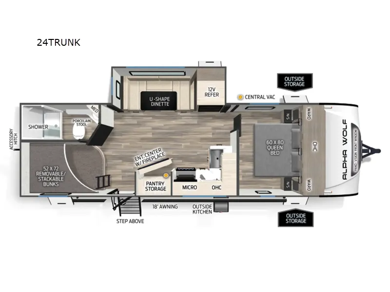 2026 Forest River Cherokee Alpha Wolf 24TRUNK - Floor plan