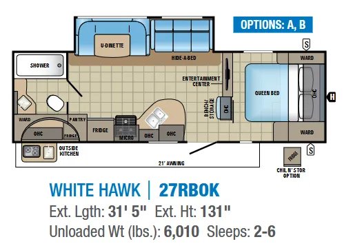 Jayco White Hawk 27RBOK floor plan