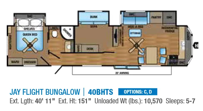 Jayco Jay Flight Bungalow 40BHTS floor plan