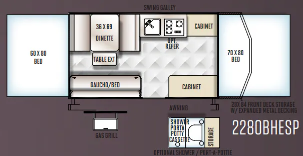 Forest River Rockwood Extreme Sports Package 2280BHESP floor plan