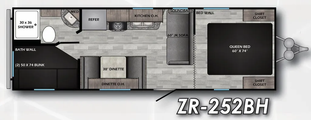 2021 CrossRoads Zinger Lite 252BH floor plan