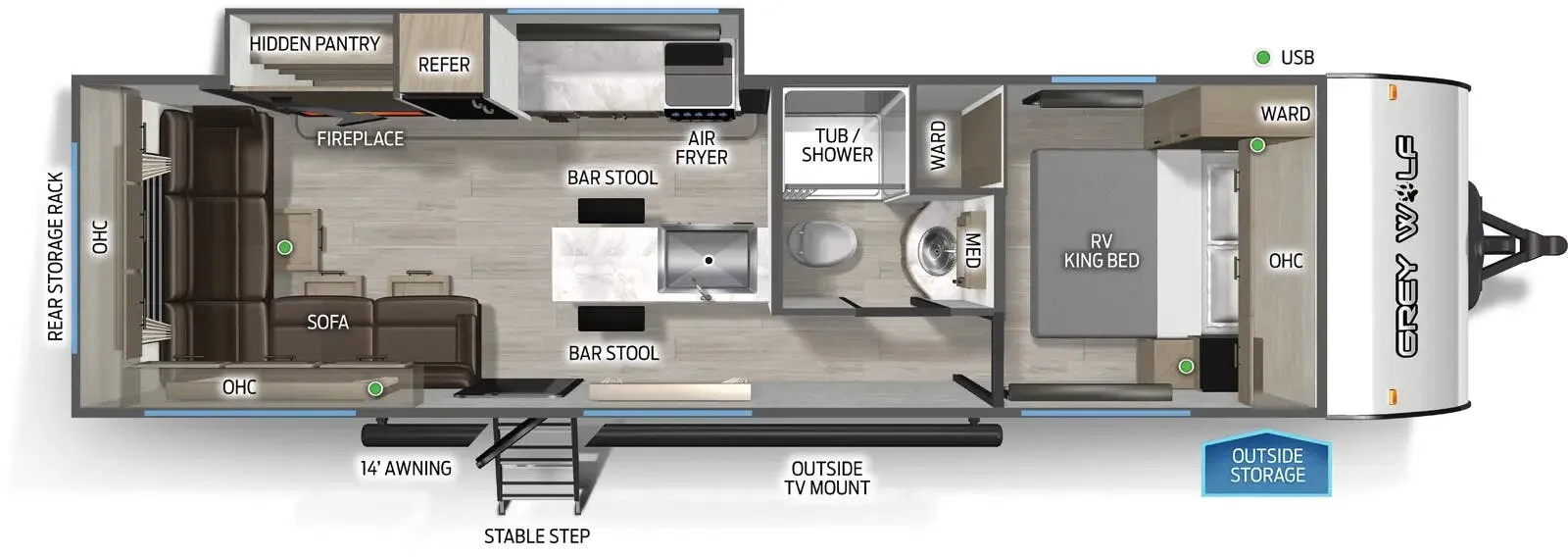 2026 Forest River Cherokee Grey Wolf Black Label 27LHBL - Floor plan