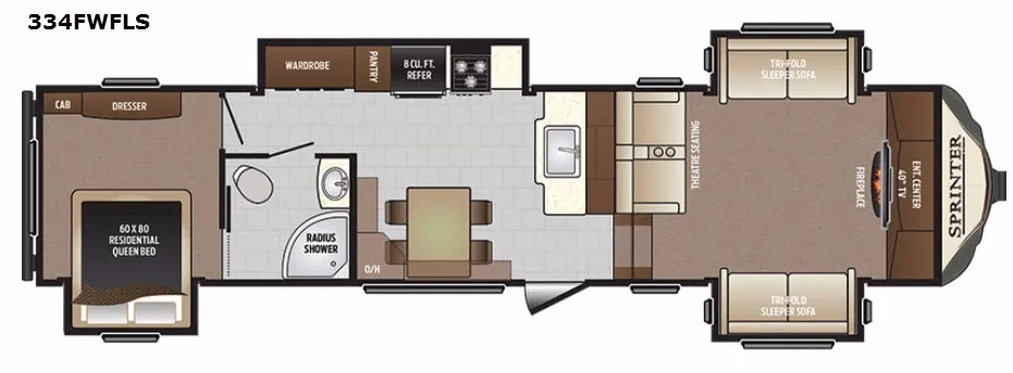 2017 Keystone Sprinter 334FWFLS floor plan