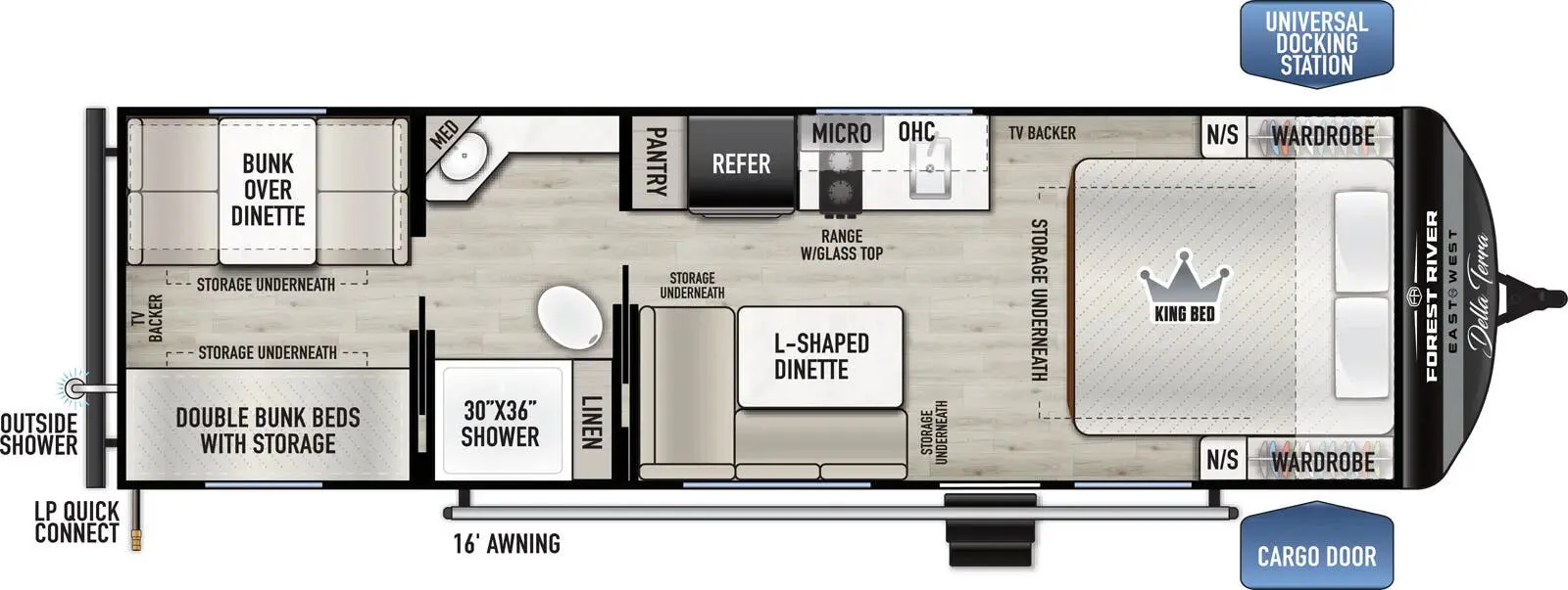 2026 East to West Della Terra 250QB - Floor plan