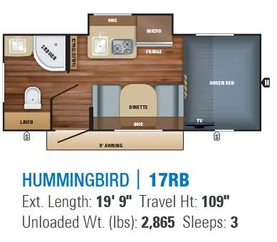 Jayco Hummingbird 17RB floor plan