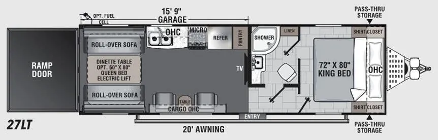 Forest River Work and Play 27LT floor plan