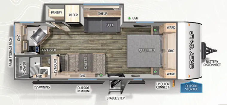2023 Forest River Cherokee Grey Wolf 22CE - Floor plan