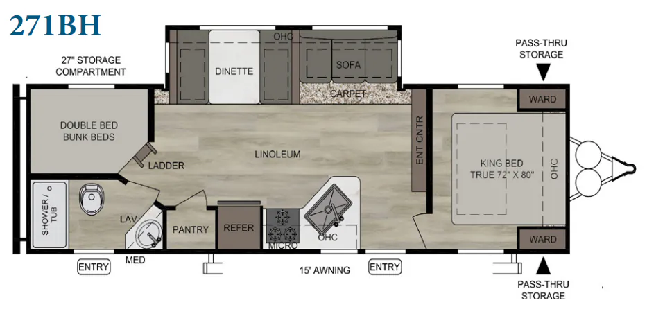 East to West Della Terra 271BH floor plan