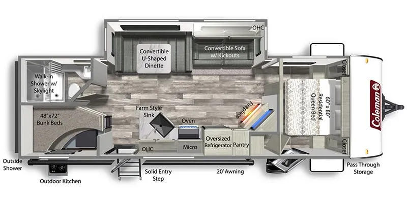 2024 Dutchmen Coleman Light 2755BH - Floor plan