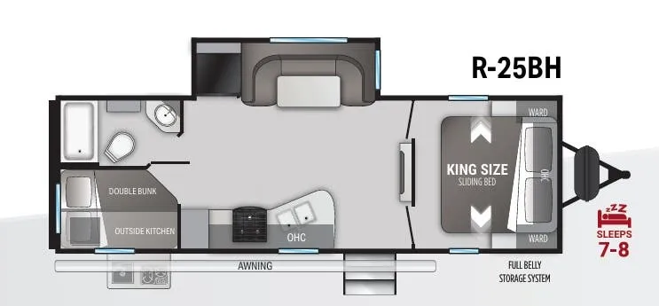 2022 Cruiser RV Radiance 25BH - Floor plan