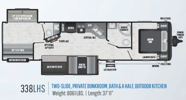Keystone Hideout LHS 338LHS floor plan