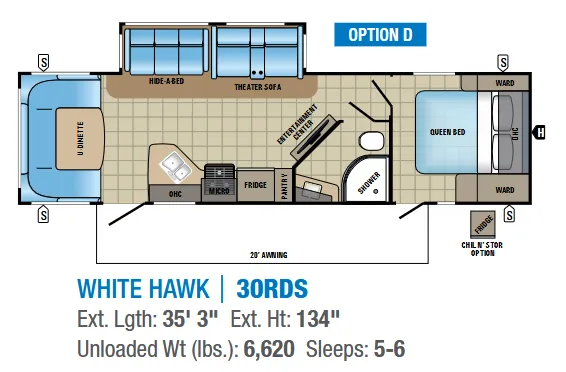 Jayco White Hawk 30RDS floor plan