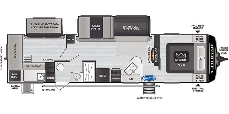 2022 Keystone RV Cougar Half-Ton 32RDBWE - Floor plan