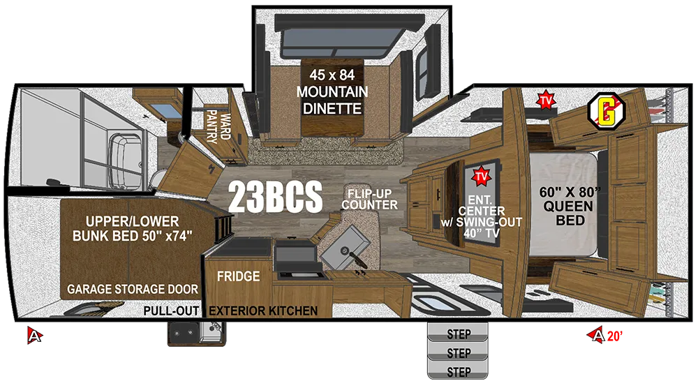 2027 Outdoors Rv MTN TRX 23BCS floor plan