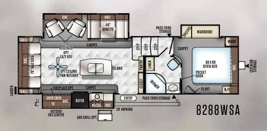 Forest River Rockwood Signature Ultra Lite 8288WSA floor plan