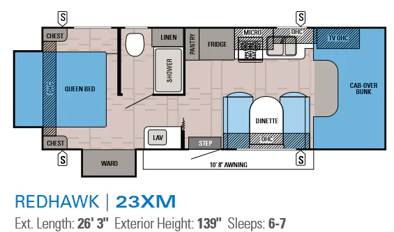 Jayco Redhawk 23XM floor plan