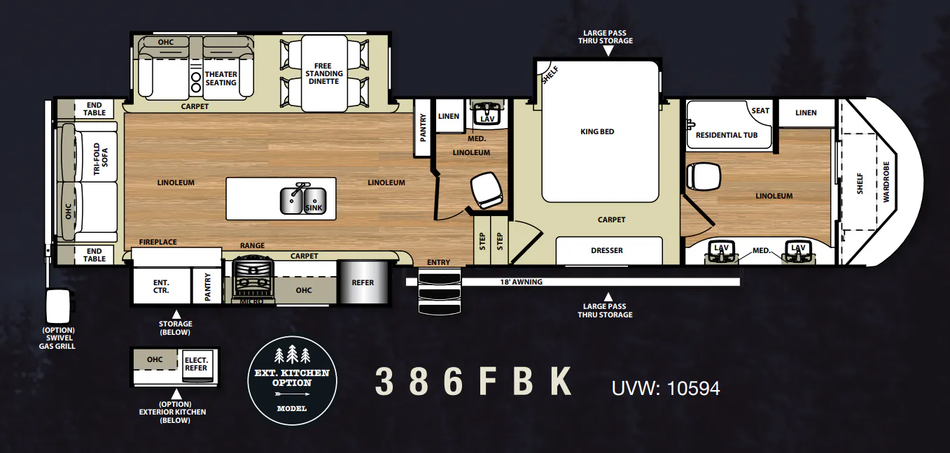 Forest River Salem Hemisphere Lite 386FBK floor plan