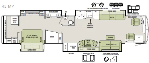 Tiffin Allegro Bus 45 MP floor plan