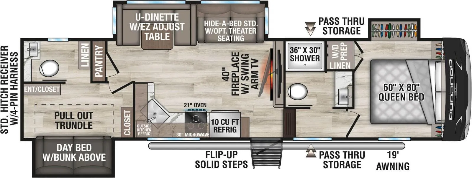 K-Z Durango Half-Ton D296BHT floor plan