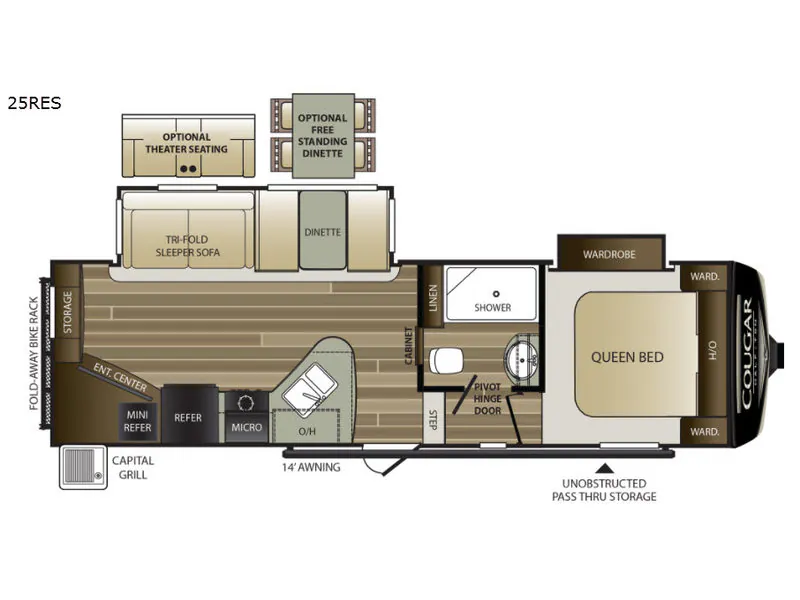 2018 Keystone Cougar Half-Ton Series 25RES - Floor plan