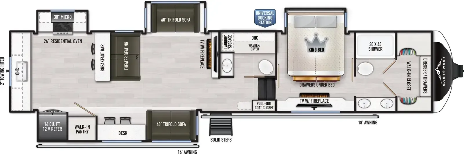 2027 East to West Ahara 395FB - Floor plan