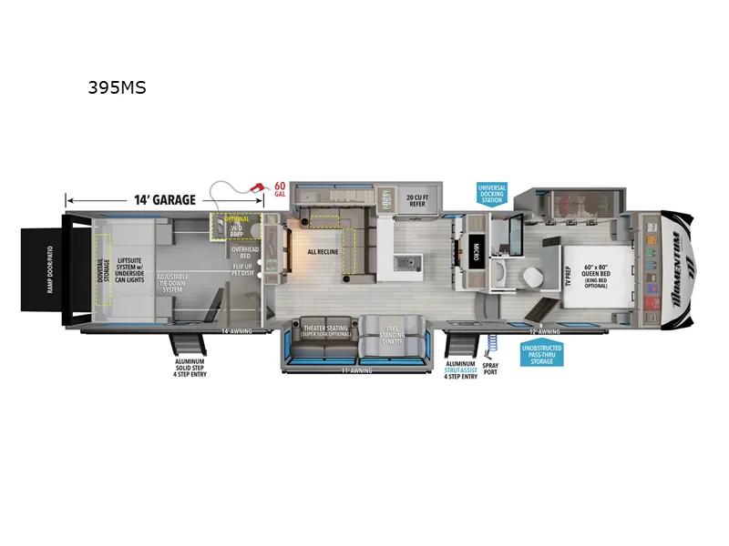 2026 Grand Design Momentum 395MS - Floor plan