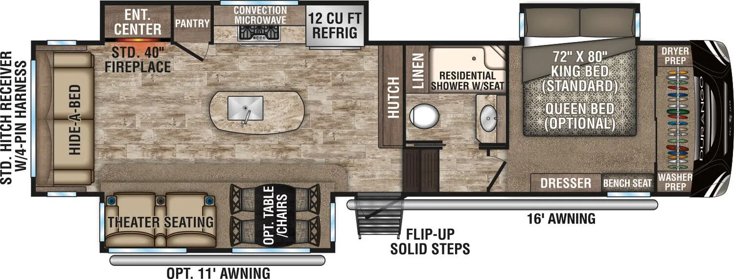 K-Z Durango D325RLT floor plan