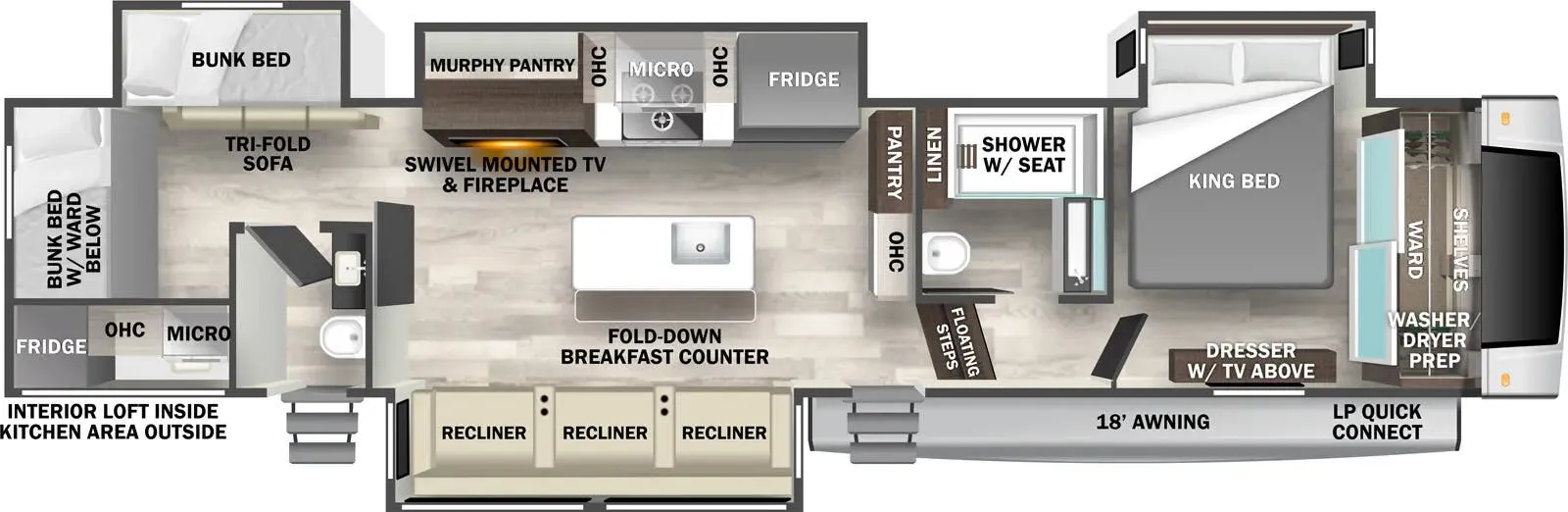 Forest River Cedar Creek 379BHO floor plan