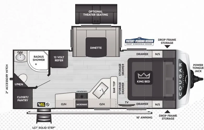 2025 Keystone RV Cougar Half-Ton 22RBS floor plan