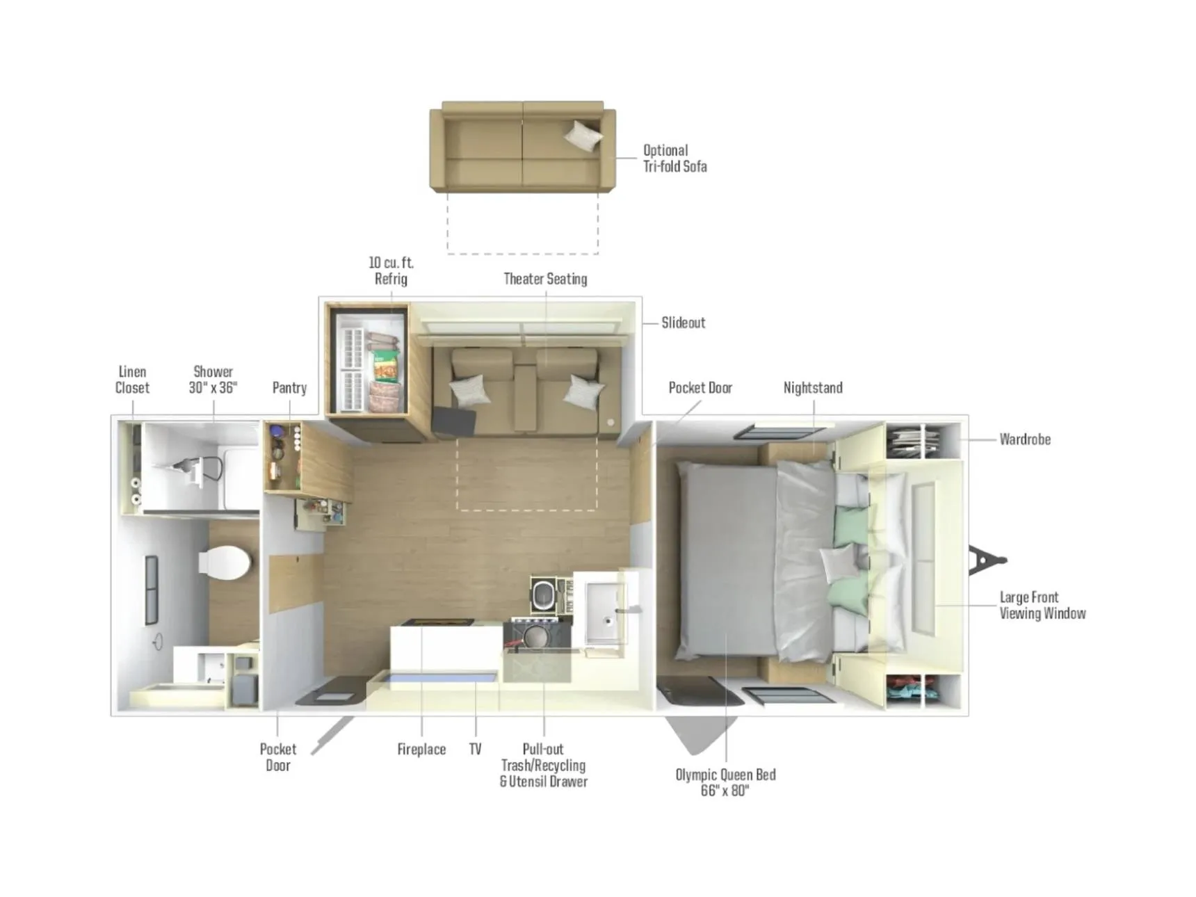 2026 Winnebago Thrive 22RBS - Floor plan