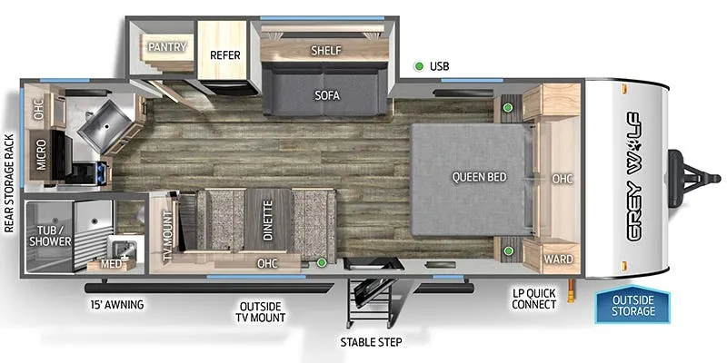 2023 Forest River Cherokee Grey Wolf Black Label 22CEBL - Floor plan
