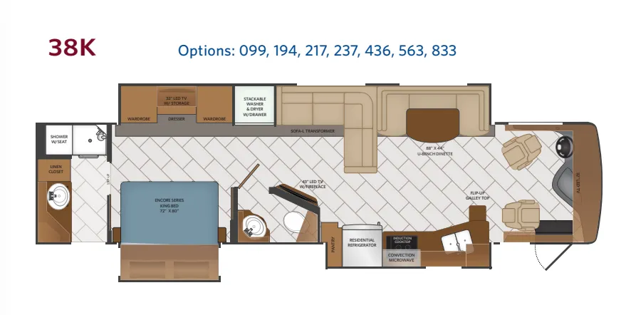 Fleetwood Pace Arrow LXE 38K floor plan