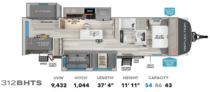 Grand Design Reflection 312BHTS floor plan