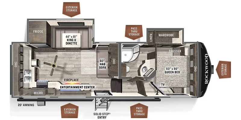 Forest River Rockwood Ultra Lite 2622RK floor plan