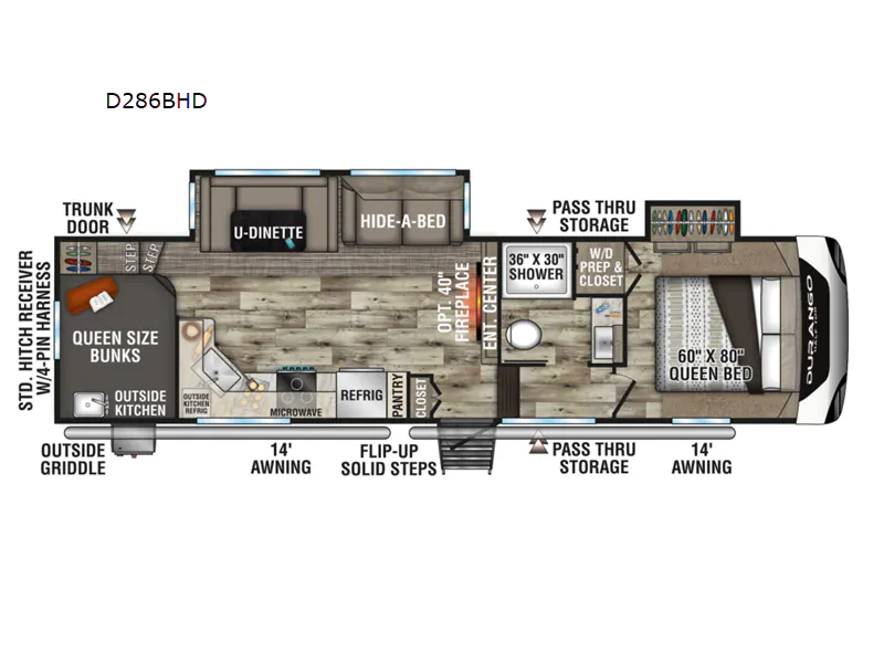 2022 K-Z Durango Half-Ton D286BHD — Floor plan
