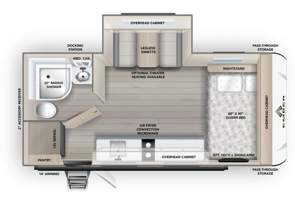 2026 EMBER RV EMBER E-SERIES 18FBE floor plan
