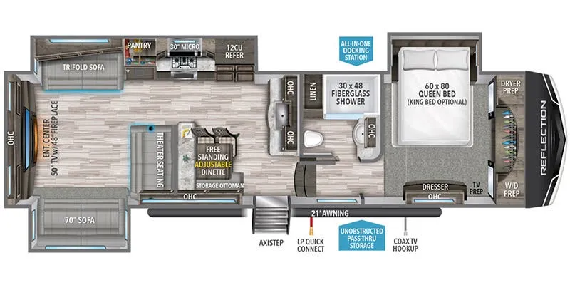2022 Grand Design Reflection 341RDS floor plan