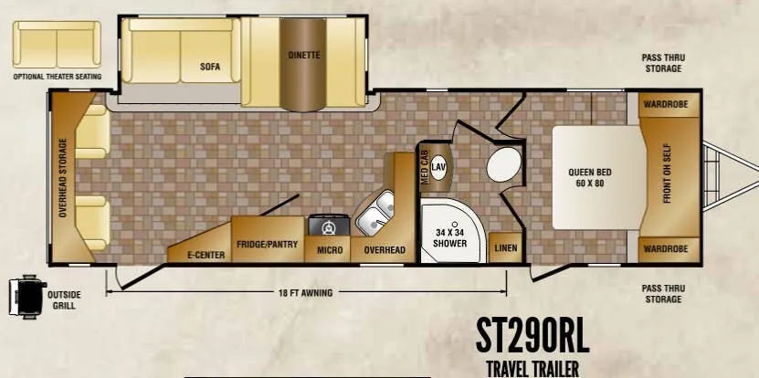 CrossRoads Sunset Trail Super Lite ST290RL floor plan