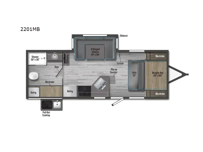 2022 Winnebago Minnie 2201MB - Floor plan