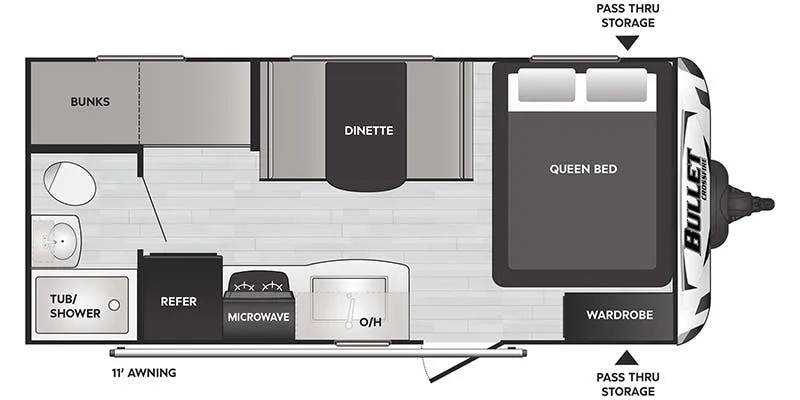 2022 Keystone Bullet Crossfire 1700BH - Floor plan